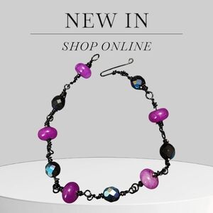 Elegant Dyed Purple Quartz and Black Czech Beaded Bracelet